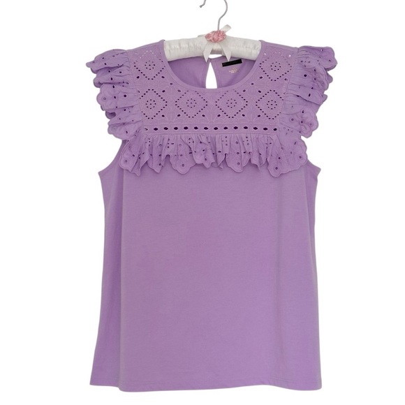 NEW LILLY PULITZER Bev Top  in Purple Iris Sleeveless Eyelet Detail Size Medium - Picture 4 of 9